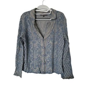 Sol Alpaca Artsy Baby Alpaca and Silk Blue‎ Button Down Cardigan Size Small